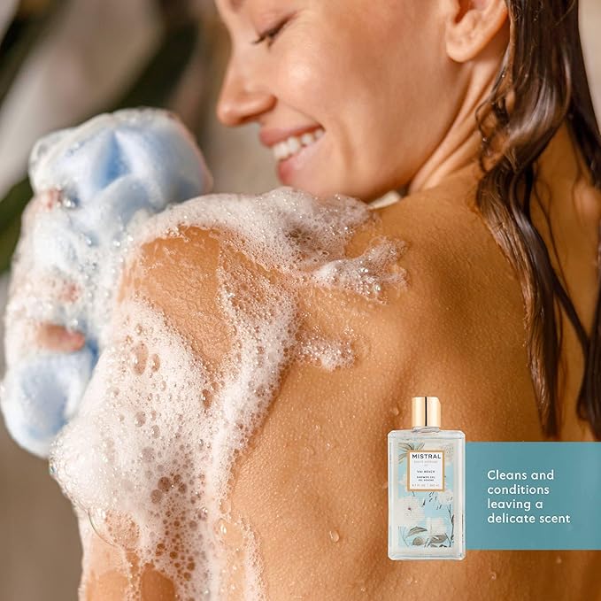 Mistral Vai Beach Luxury Shower Gel - Body Wash for Women – Moisturizing Clean Body Wash with Aloe Vera Chamomile &amp Sweet Almond Oil | Paraben-Free Hydrating | Scented Shower Gel - 8.7 fl oz