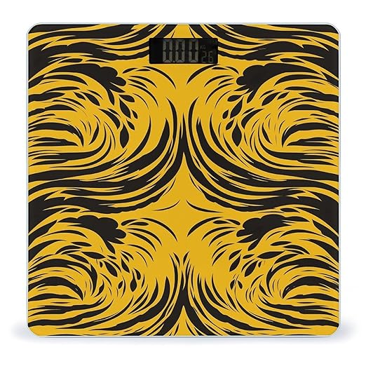 Mustard Yellow and Black Scale for Body Weight Anti-Slip Sturdy Tempered Glass Weighing Machine Highly Digital Accurate Bright LCD Bathroom Scale for Household Gift
