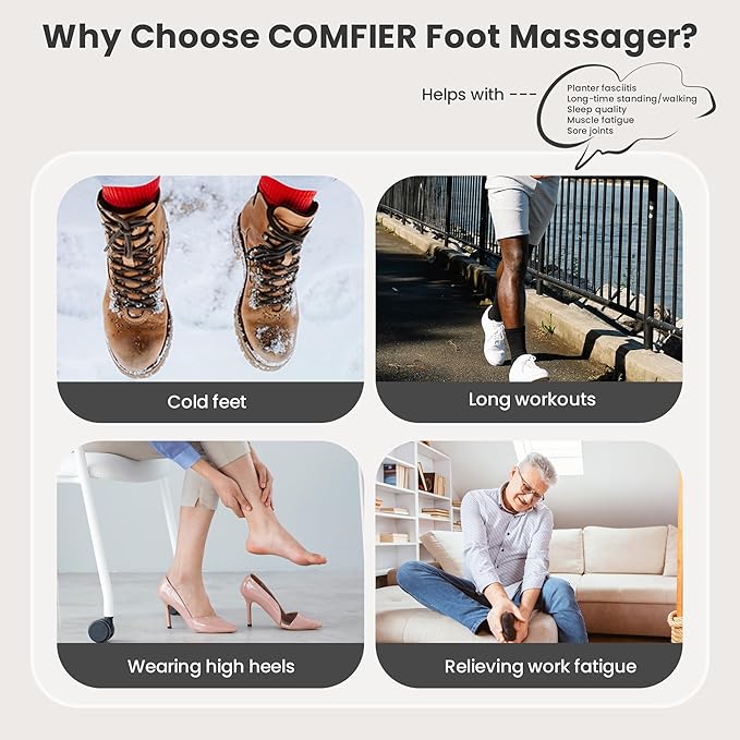 COMFIER Shiatsu Foot Massager with Heat for Neuropathy Plantar Fasciitis Heated Electric Foot Massagers Feet Massager for Home Office Up to Men Size 13 Christmas Gifts for Men Women