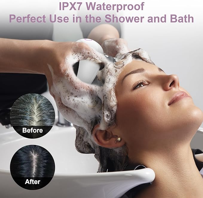 Electric Scalp Massager Portable Head Stress RelaxIPX7 Waterproof Rechargeable Head Massager Scalp Stress Relax Body for Deep Cleansing Relief Hair Growth (Black)