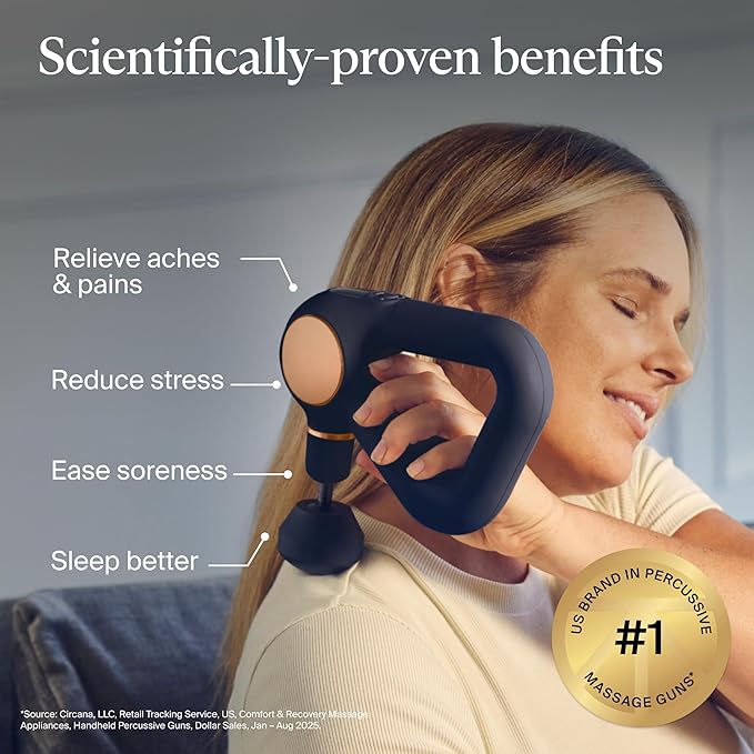 TheraGun Sense (1st Generation) by Therabody - Deep Tissue Massage Gun with Preloaded Routines for Stress Relief Pain Relief &amp Muscle Soreness in Neck Back Leg Knee and Shoulder (Black)