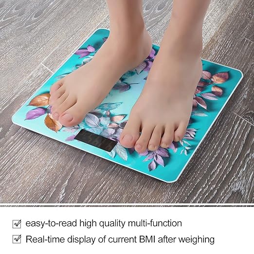 Leaves Scale for Body Weight Precision Bathroom Weighing Scales with Back Lit LCD Display Sturdy Tempered Glass Body Weight Scales Digital Bathroom Scale 400lb