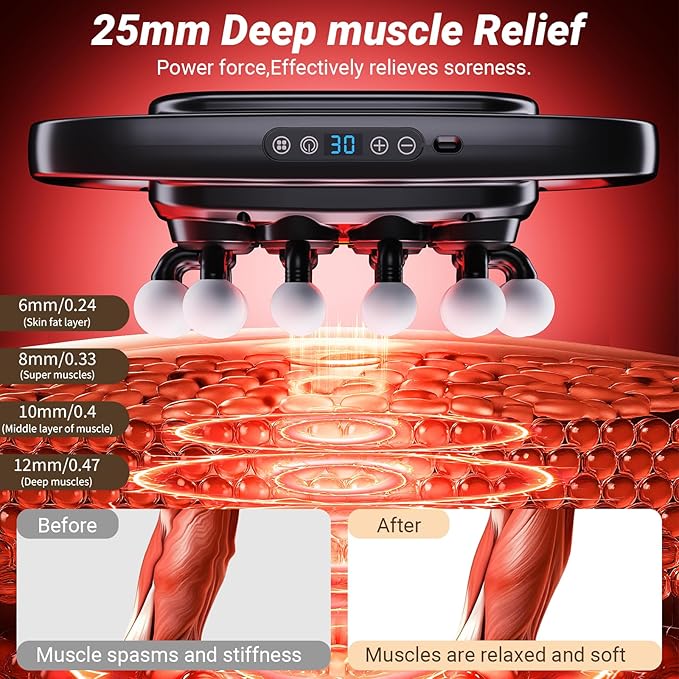20-Head Massage Gun2026 Upgrade Deep Tissue Percussion Massager with 3 Modes 30 Intensities Quiet Muscle Tension Release Electric Massage Tools for Back Shoulders Legs