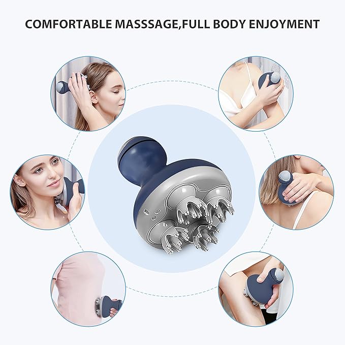 COMFIER Cordless Electric Scalp Massager with Mutlti-Modes Vibration Handheld Cat Head Massager for Pets Portable Dog Head Massage for Deep Clean and Stress Relax