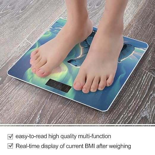 Polar Bears &amp Northern Lights Smart Scale for Body Weight Accurate Bathroom Scale with LED Display Digital Weight Scales Weighing Machine High Precision Scales for Bath Home