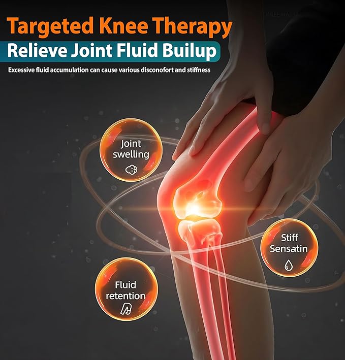 Cordless 360° Knee Massager with 1-Second Heat &amp Red Light Therapy for Joint Pain Relief 4 Intensities Ideal for Athletes Seniors Active Adults