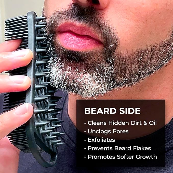 Blackwood For Men Pure Moisture Body Wash (7oz) + Double Duty Beard &amp Body Scrubber Bundle - Natural Vegan Formula for Sensitive Skin and Workout Recovery - Dual-Sided Men's Shower Tool