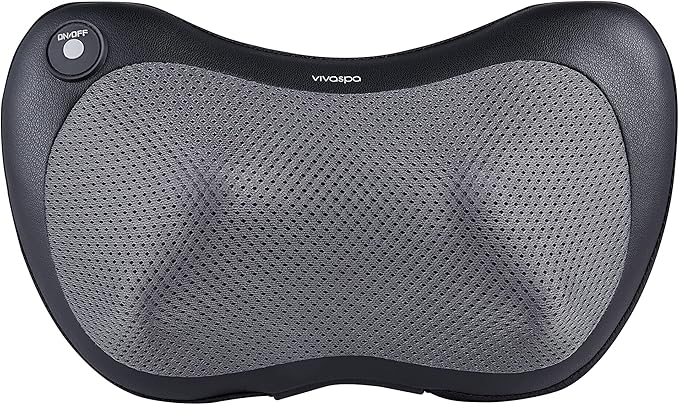 Vivitar Shiatsu Neck Shoulder Leg Lumbar Portable Massager Deep Kneading Massage Pillow with Heat Electric for Home Office Car (Model: MS4200)