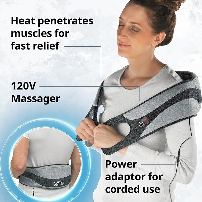 Wahl Body Massager Wrap with Heat Shiatsu Massage Nodes Soothing Pain Relief for Neck Back Shoulders &amp Legs FSA Eligible Model 3026393