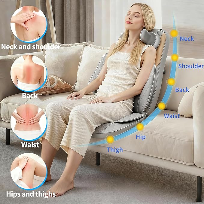 Shiatsu Neck and Back Massager with Heat4D Kneading Back Massager for Pain Relief Deep TissueBack Massager for ChairMassage Chair Pad for Full BackGifts for Women Men Parents