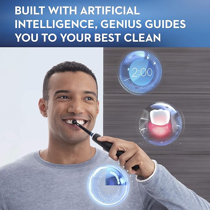 Oral-B GENIUS X Electric Toothbrush with 3 Oral-B Replacement Brush Heads and Toothbrush Case Black