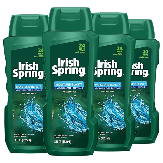 Irish Spring Body Wash Moisture Blast 18 fluid ounce 4 Count (Pack of 1)