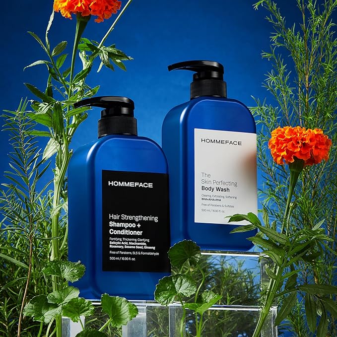 HommeFace Men’s The Skin Perfecting Body Wash with Pump 16.9 Fl. Oz. - Korean Skincare Technology for Body Acne with BHA AHA PHA