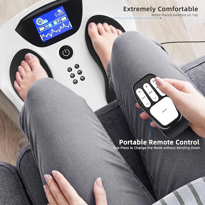 Creliver Foot Nerve Muscle Stimulator Pro TENS &amp EMS Foot Massager for Neuropathy Circulation and Body Pain Relief Electric Feet Legs Blood Circulation Machine FSA or HSA Eligible