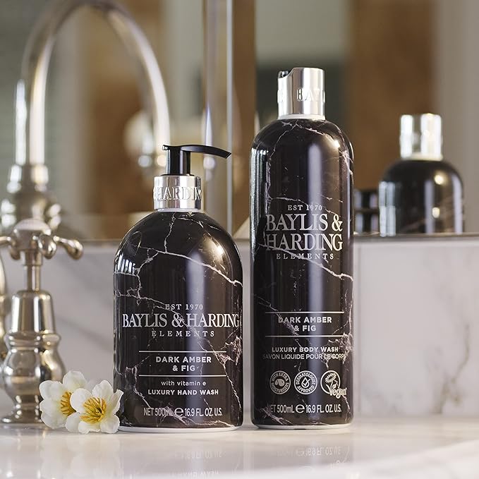 Baylis &amp Harding Liquid Body Wash Soap Elements Dark Amber &amp Fig 16.9oz/500ml (4-Pack)