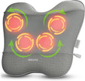 Electric Shiatsu Neck and Back Massager for Pain Relief - Deep Tissue 4D Kneading Massage Pillow for Chairs - Cordless Shoulder &amp Neck Massager w/Heat Function to Relax Muscles - Ideal Gift