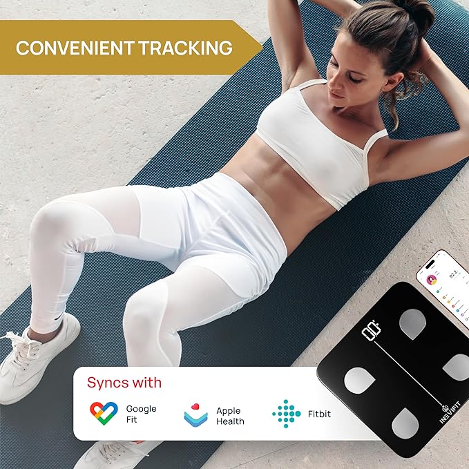 INEVIFIT Bathroom Scale &amp Digital Kitchen Scale Fitness Bundle Complete Body Composition and Nutrition Tracking Solution with Batteries Included