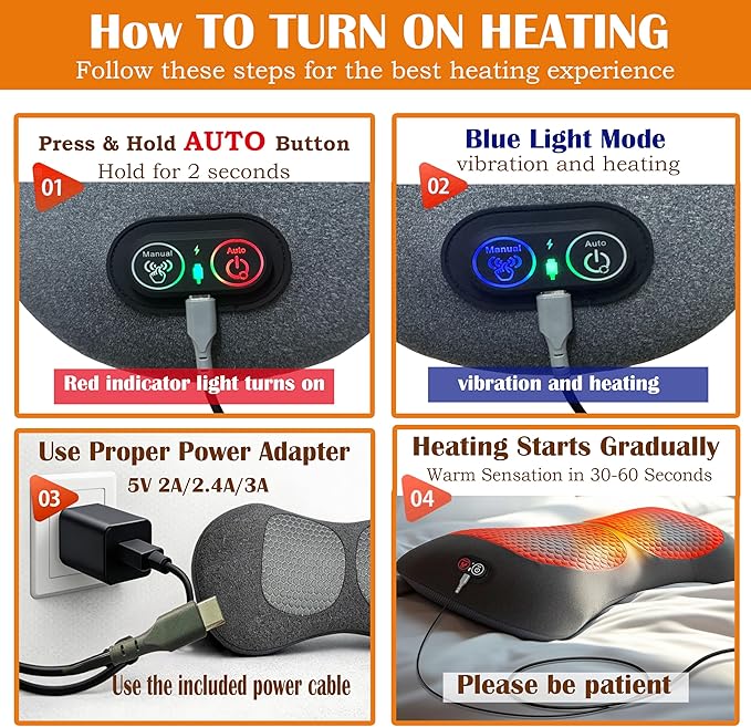 3 in 1 Lumbar Massage Pillow with Heat Deep Kneading Back Massager for Pain Relief Ergonomic Lumbar Support Cushion