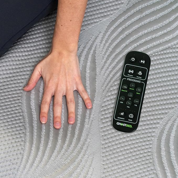 GhostBed Massage Mat with 3 Gel Memory Foam - 7 Full-Body Massage and Stretching Programs Plus Vibration and Heat Therapy Charcoal Grey