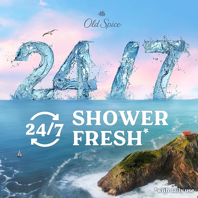 Old Spice Cleansing Body Wash for Men 24/7 Shower Fresh with Lasting Scent Cleanse &amp Refresh Gentle on Skin Vitamin B3 Harbor with Coastal Breeze + Driftwood Scent 18 oz (Pack of 4)