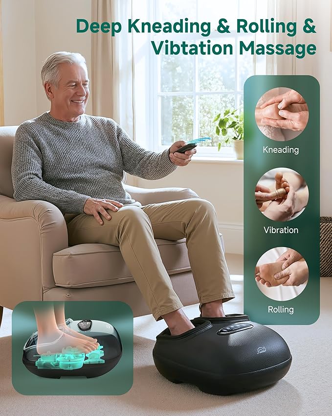 Snailax Foot Massager with Heat Foot Massager for Neuropathy Plantar Fasciitis Deep Kneading Compression Vibration Feet Massager Machine Remote Control Foot Warmer Fits Size 13Gifts for Men Women