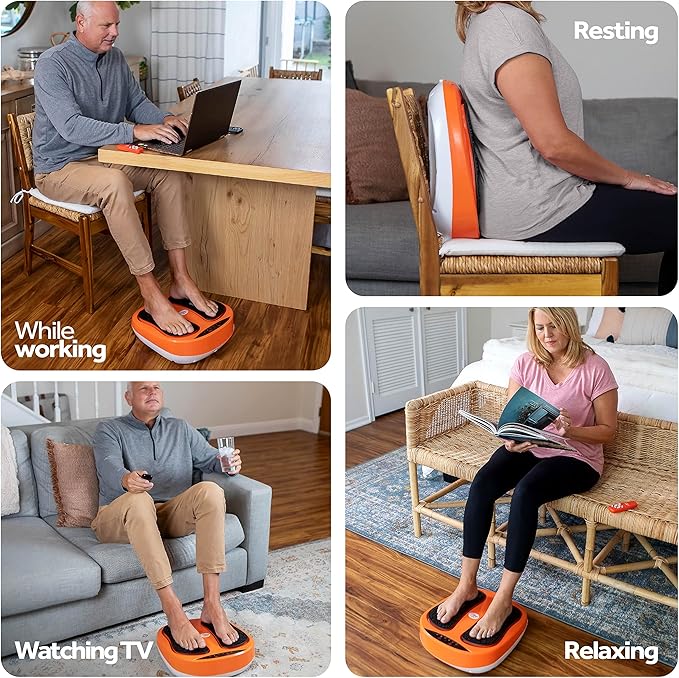 Power Legs Electric Foot Massager Machine with Remote Control Adjustable Speed Vibration - Calf Massager - Feet Massager for Neuropathy Pain Relief Plantar Fasciitis Leg Blood Circulation (Orange)