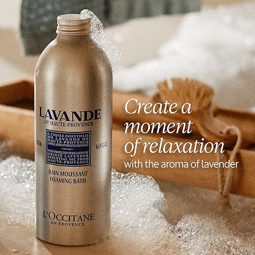 L'OCCITANE Foaming Bath: Relaxing Lavender Comforting Shea Beautifying Almond Milk Citrusy Verbena Cleansing Bubble Bath 16.9 Fl. Oz