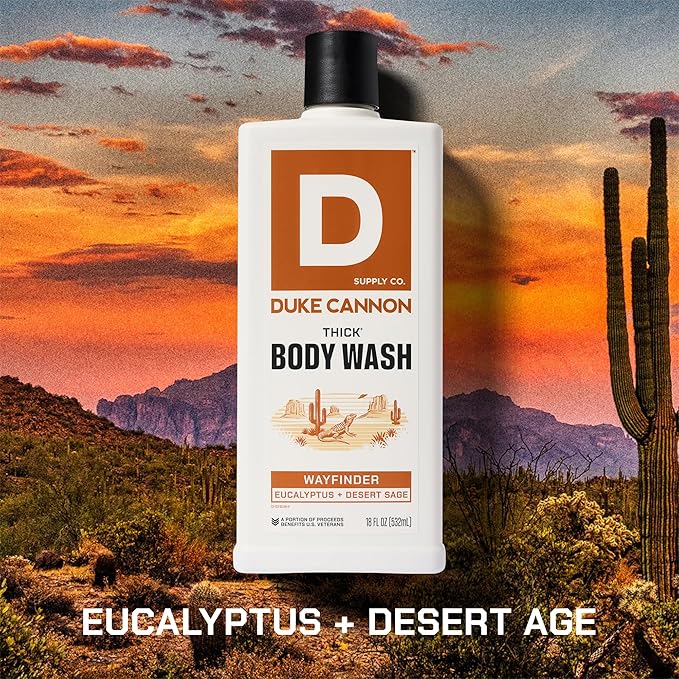 Duke Cannon Thick High Viscosity Body Wash - Wayfinder - Eucalyptus &amp Desert Sage Scent 3X Thicker Mineral-Enriched Sulfate-Free 17.5 oz (3-Pack)
