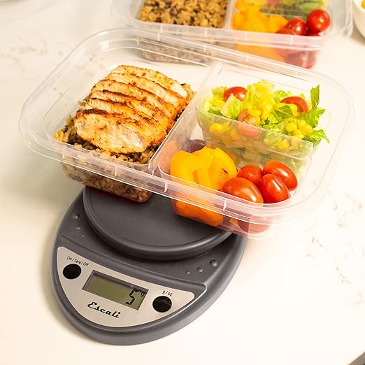 Escali Primo Digital Food Scale Multi-Functional Kitchen Scale and Baking Scale for Precise Weight Measuring and Portion Control 8.5 x 6 x 1.5 inches Metallic