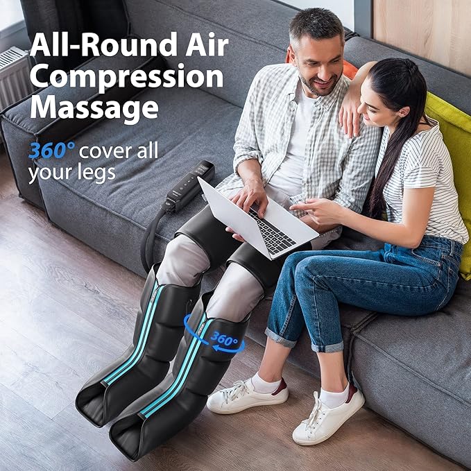 CINCOM Leg Massager with Heat and Compression Air Compression Boots for Leg Calf &amp Foot Recovery Edema Relief