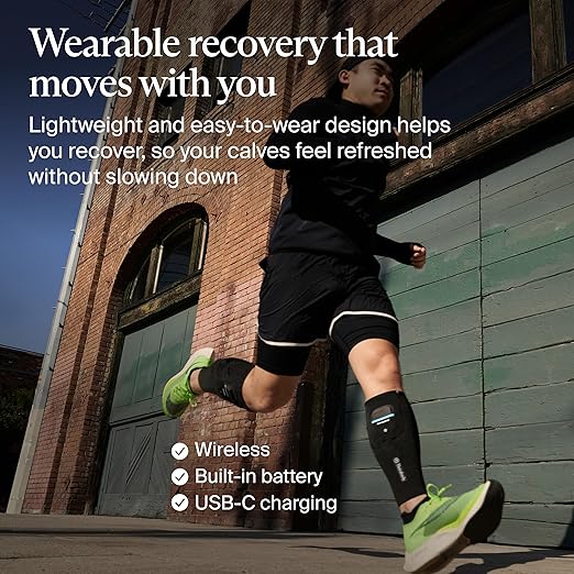 Therabody RecoveryPulse Calf - Compression and Vibration Sleeve for On The Go Relief Reduce Soreness and Pain in Lower Legs Increase Flexibility (Extra Large)