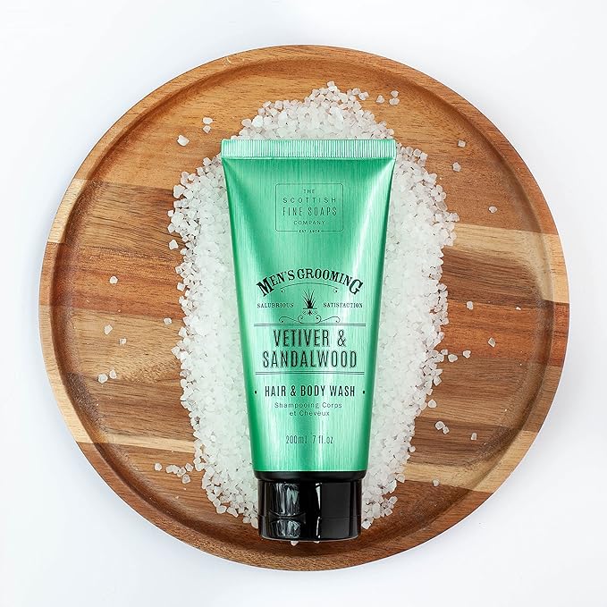 Scottish Fine Soaps Vetiver &amp Sandalwood Hair &amp Body Wash 200ml Tube