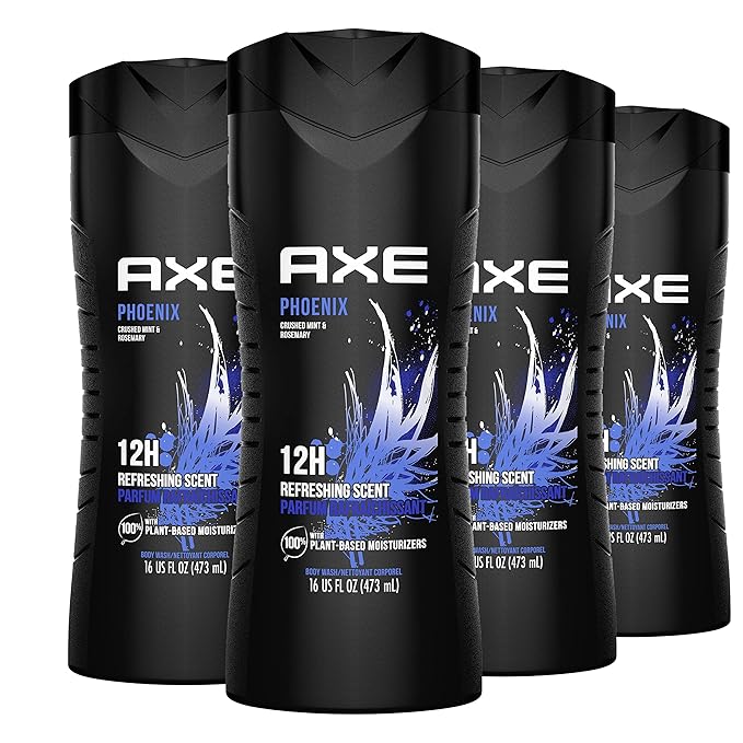 AXE Phoenix Crushed Mint &amp Rosemary Men's Body Wash 4 Count 16 oz (100% Recycled Bottle) Phoenix Men's Body Wash 4 Count 16 oz (100% Recycled Bottle)