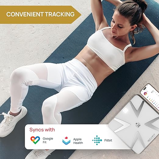 INEVIFIT SMART Body Fat Scale Highly Accurate Bluetooth Digital Bathroom Body Composition Analyzer Measures Weight Body Fat Water Muscle BMI Visceral Fat &amp Bone Mass for Unlimited Users