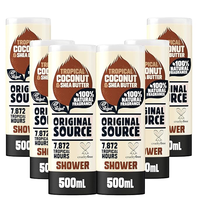 Original Source Coconut and Shea Butter Shower Gel 100 Percent Natural Fragrance Vegan Cruelty Free Paraben Free Bulk Buy Pack of 6 x 500 ml