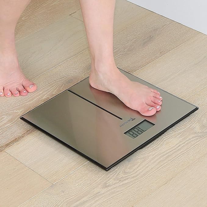 Detecto D133 Deluxe Modern Stainless Steel Body Weight Bathroom Scale Digital LCD Display 400lb Capacity