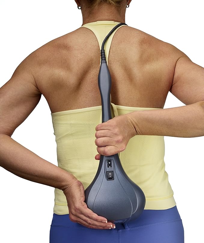 Thumper Sport Percussive Massager - Deep Tissue Home use Massage for Muscles Back Shoulders Neck Legs arms. Portable Therapy Action Electric Handheld Massager with Long Handle