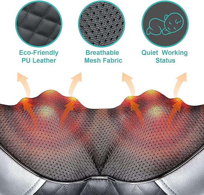 Medcursor Neck Massager Portable Electric Shiatsu Back Massage Device with Heat Deep Tissue 3D Kneading Pillow for Muscle Pain Relief (No Battery)