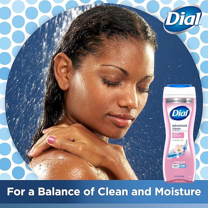 Dial Body Wash 6 Pack Apple Blossom Scent Hydrating and Moisturizing Deep Cleaning Women's Body Wash with Vitamin E for Dry Skin 16 oz. Each