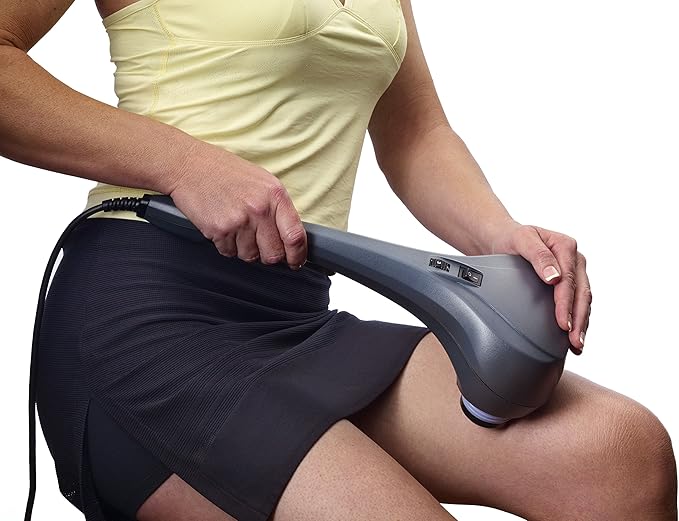 Thumper Sport Percussive Massager - Deep Tissue Home use Massage for Muscles Back Shoulders Neck Legs arms. Portable Therapy Action Electric Handheld Massager with Long Handle