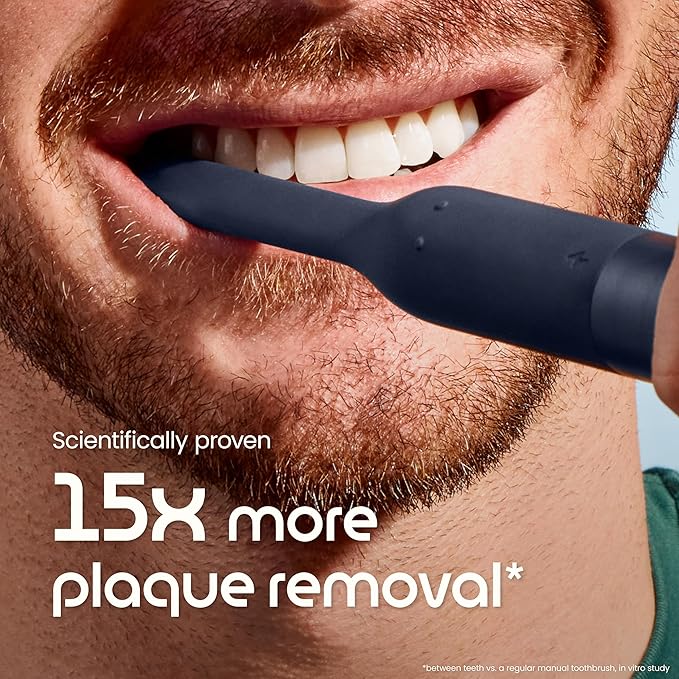 Quip Ultra Lite Sonic Electric Toothbrush Slim Lightweight Design 3 Brushing Modes 15X More Plaque Removal Pressure Sensor &amp 30-Day Battery Ash