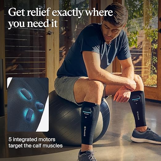 Therabody RecoveryPulse Calf - Compression &amp Vibration Sleeve for On The Go Relief Reduce Soreness in Lower Legs Increase Flexibility Circulation &amp Accelerate Recovery (Small)