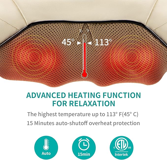 Nekteck Beige Neck&ampBack Massager and Portable Foot Massager with Heat FM12