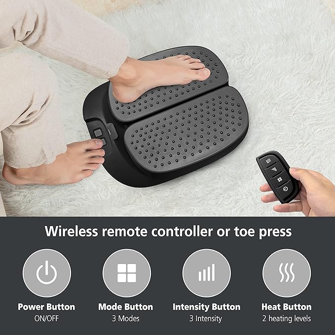 Snailax Foot Massager Machine with HeatRemote Control Adjustable Vibration Feet Massager Machine Increased Blood CirculationPlantar Fasciitis Stress (Black)