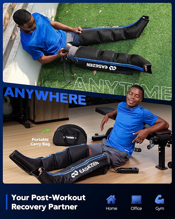 Leg Compression Massager for Circulation and Pain Relief Leg Recovery Compression System for Fast Recovery of Foot Calf and Thigh Relieve Edema Reduce Muscle Fatigue