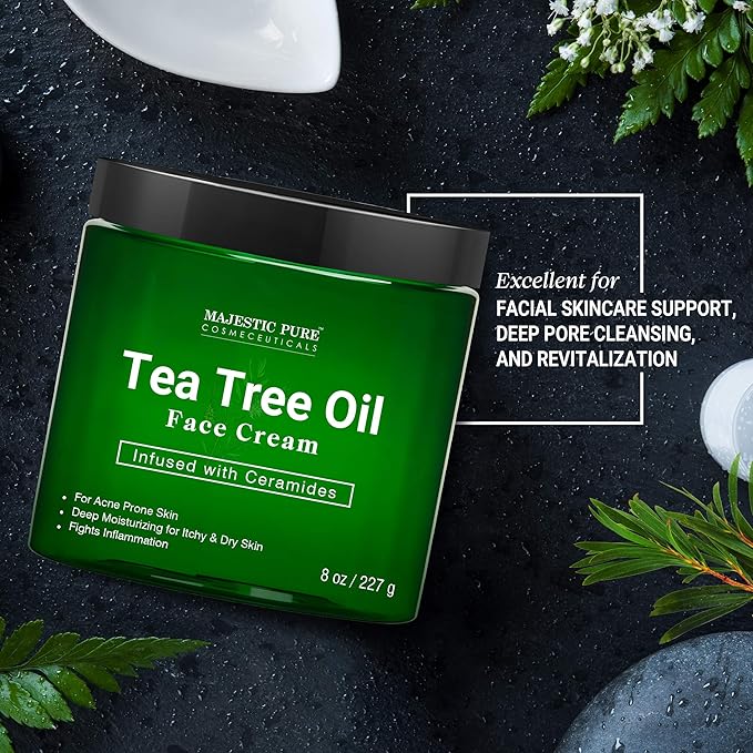 MAJESTIC PURE Tea Tree Body Wash and Tea Tree Face Cream Bundle