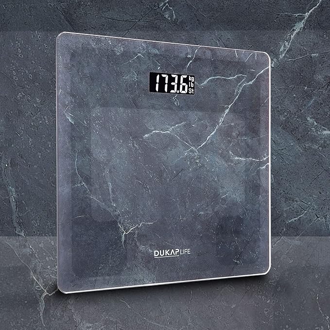 DUKAP Life Digital Bathroom Body Weight Scale with LCD Display Backlight Highly Accurate Weight Scale for Family Use and Weight up to 400 lbs (Grey Quartz)