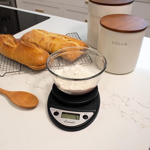 Escali Primo Digital Food Scale Multi-Functional Kitchen Scale and Baking Scale for Precise Weight Measuring and Portion Control 8.5 x 6 x 1.5 inches Black