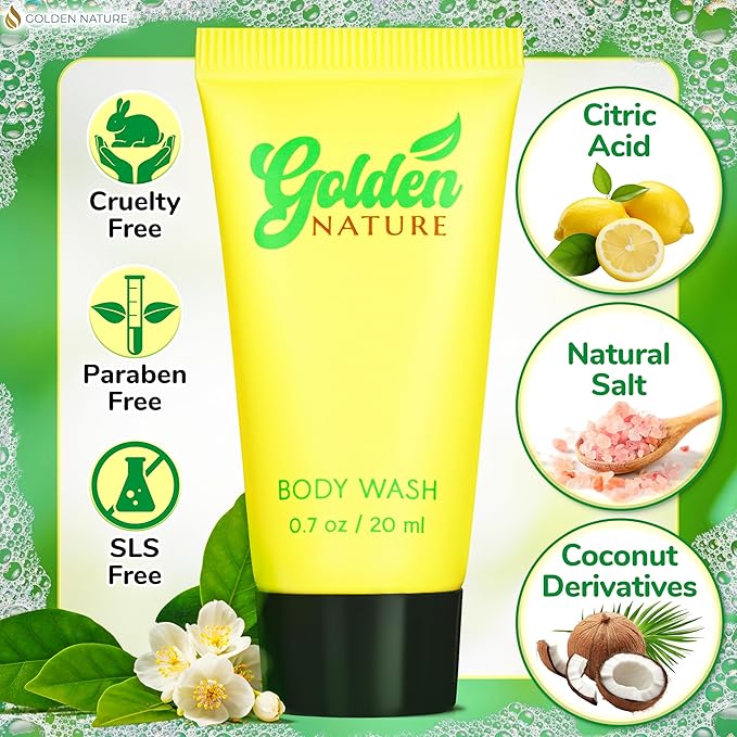 Travel Size Hotel Body Wash - Jasmine 0.7 fl oz 100 PK - Delight Your Guests with Soothing &amp Refreshing Body Wash - Bulk Small Size Toiletries for Airbnb Motels &amp Guest Rooms