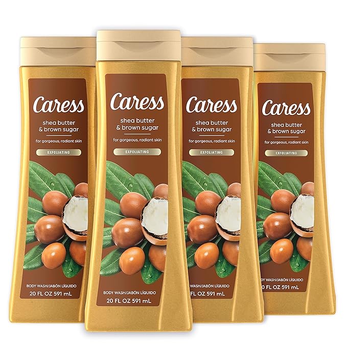 Caress Body Wash With Silk Extract For Noticeably Silky Soft Skin Daily Silk Body Soap With White Peach &amp Orange Blossom 20 fl oz 4 pack &amp Body Wash Shea Butter &amp Brown Sugar